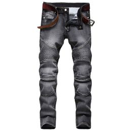 Men's Plus Size Pants New Mans Mens Skinny Jean Loose Straight-leg Distressed Ripped Male Hip-hop Deinim Men Scratch Jeans 248w