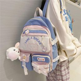 Backpack 2024 Kawaii Cotton Bookbag For Teenager Women Fashion Travel Mochila Girls Cute Schoolbag Leisure Student Rucksack