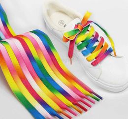 Shoe Parts Accessories Rainbow Shoelaces Flat Colourful Fashion Sneakers Shoelace Striped Shoe Laces Coloured Rainbow Shoe String for Sneaker Athletic Sport Boot