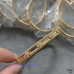 Original 1to1 Van CA Heavy Industry Narrow Edition Kaleidoscope Bracelet for Women V Gold Plated Thick Colour Preserving Advanced Personalised Versatile Lucky Gras