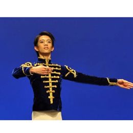 Stage Wear Custom Made Man Velvet Ballet Jacket Prince Dance Costumes Ballet Top For Male Adult Boy Coat 309P