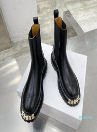 scarpe designer scarpe nere elastica piattaforma rotana e motociclisti stivali in pelle martin booties con segnalistica di lusso pesante 4257313