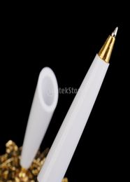 Party Favour Ostrich Feather Quill Signing Pen with Metal Holder Wedding Pen Set White99442793546486