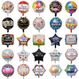 50pcs 18inch New Spanish helium foil Feliz cumplea os balloons globo happy birthday decor Rose Gold Round bulk sell 1027 262u