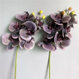 Heads Real Touch Orchid Latex Artificial Flowers For Home Room Decor Living Decoration Flores Artificiales Decorative & Wreaths 230H