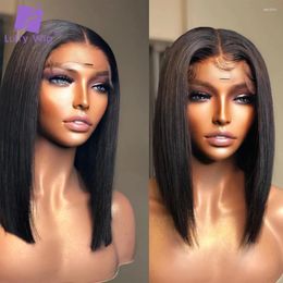 Straight Short Bob Wig 5x5 Silk Base Lace Closure Wigs Hd 13x6 Front Human Hair Peruvian Remy Pre Plucked LUFFY