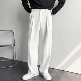 Men's Suits 2024 Men White Straight Pants Fashion Korean Loose Suit Trousers Casual Draped Baggy Wide Pant Male Streetwear