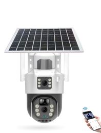 By sea shipping Solar Two Screen with Solar Wall Lights Panel WiFi Outdoor Waterproof Camera Rechargeable Power 1080P Night Vision PIR Cloud Security Cam