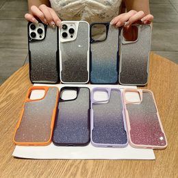 Blade Bling Glitter Cases For Iphone 15 Pro Max 14 Plus 13 12 11 Hard Acrylic Plastic PC Soft TPU Dual Color Hybrid Hit Color Luxury Fashion Bicolor Phone Back Cover Skin