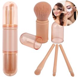4 in 1 Makeup Brush Set Mini Eyeshadow Foundation Powder Brush Portable Travel Retractable Make Up Brush Cosmetics Beauty Tools