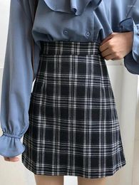 Skirts Women Retro Plaid Summer Mini Skirt A-line High Waist Students Arrival Fashion Girls Female Stylish Fit