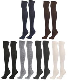 Women039s Cable Knit Thigh High Socks Extra Long Winter Top Over The Knee Boot Stockings Leg Warmers Grey Black White Navy Coff4812677