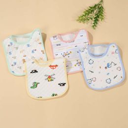1Pcs Baby Bibs Cotton Snap Button Waterproof Bib Cartoon Animal Pattern Drool Infant Feeding Boy Girl Towel Burp Cloths