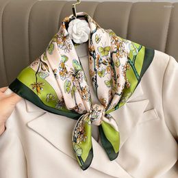 Scarves 70cm Fashionable Floral Simulation Silk Scarf Women's Square Decorative Shawl And Headscarf