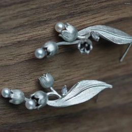 Stud Earrings Street Pography Eye-catching Jewellery Silver Colour Imitation Pearl Can Be Given As Gifts To Friends Who Love Flowers