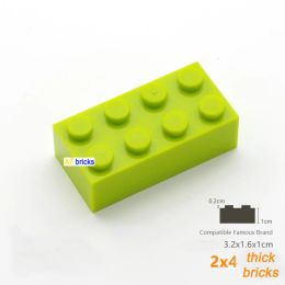 80pcs Thick 2x4 DIY Building Blocks Figures Bricks Educational Creative Compatible With 3001 Plastic Toys for Children Choice