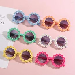 Outdoor Eyewear Girls Festival Disco Party Round Frame Shades Flower Sun Glasses Kids Sunglasses