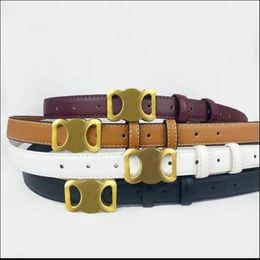 Fashion Smooth Buckle Belt Retro Design Thin Waist Belts for Men Womens Width 2 5CM Genuine Cowhide 3 Color Optional High Quality 4 col 273S