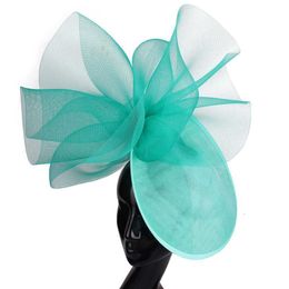 Headwear Hair Accessories Wide Brim Hats Bucket Hats Emerald Green Millinery Hats Bride Wedding Mesh Fascinator Hats Hair Clip Ladies Formal Derby Headpiece Women C