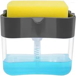 Liquid Soap Dispenser Kitchen Sponge Holder Dish Cleaning Pump Container Manual Press Sink Washing Disp