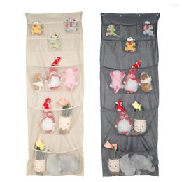 Storage Bags Stuffed Animal Bag With 9 Pockets Hooks Lightweight Over Door Toy Breathable Grid Organiser Hanging