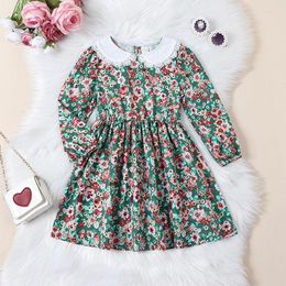 Girl Dresses Jeqckloves Infant Toddler Girls Long Sleeve Floral Dress Lace Doll Collar Retro Tunic Casual Fall Outfits