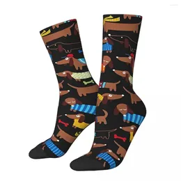 Men's Socks Funny Crazy Sock For Men I Love My Dog Dachshunds Hip Hop Vintage Happy Quality Pattern Printed Boys Crew Seamless Gift