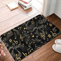 Carpets 3D Three Dimensional Non-slip Doormat Kitchen Mat Music Musical Gold Embossed Balcony Carpet Welcome Rug Bedroom Decorative