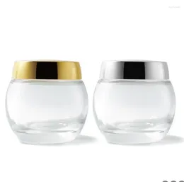 Storage Bottles 120g Clear Glass Bottle Gold Silver Lid Mask Gel Day Night Cream Wax Essence Body Scrub Skin Care Cosmetic Packing