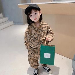 Clothing Sets Boys And Girls Pocket Overalls 2024 Spring Autumn 2pcs Dot Korean Toddler Clothes Fashion Baby Kids Sports Suit