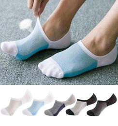 5 Pairs Nonslip Socks Solid Mesh Invisible Ankle Sock Summer Breathable Thin Mens Boat Socks7280680