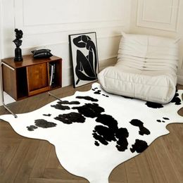 Carpets Big Size Natural Shaped Cowhide Faux Fur Area Rug Decorative Artificial Floor Mat Black And White Living Room Carpet