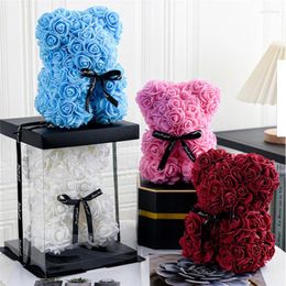 Decorative Flowers 1pc 20cm Rose Bear Artificial Foam Romantic Creative Gifts For Valentines Day Anniversary Wedding Birthday With Box