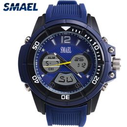 2017 Blue Watches New Brand SMAEL LED Quartz Clocks Dual Display Time Clock 30 Metres Waterproof Fashion Casual Male Clock 1157 229r