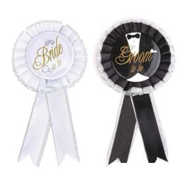 Party Decoration 2Pcs Black Groom White Bride To Be Badge Stag Night Bachelor Accessories Wedding Po Props Hen Diy Suppliesparty Dro Dhseb