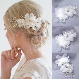 Hair Clips Trendy Silver Color Crystal Flower Hairpin For Women Bride Handamde Bridal Wedding Accessories Jewelry Headpiece