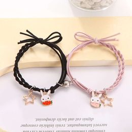 cartoon couple Small bracelet a pair of small rubber bands give to boyfriend magnetic attraction bell bracelet gift female pir smll bnds mgnetic ttrction femle