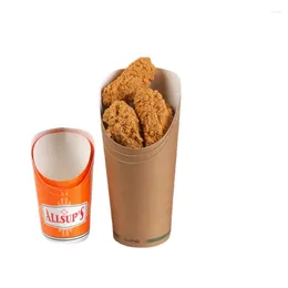 Take Out Containers 100PCS Disposable Fried Popcorn Chicken Packaging Food Grade Chips Paper Cup