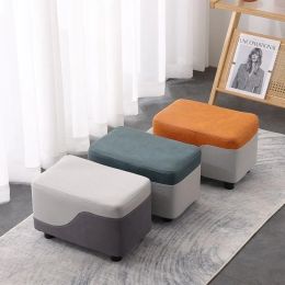 Nordic Sofa Stool Rectangular Tech Cloth Small Stool Household Coffee Table Stools Door Side Changing Shoes Stools Leather Bench