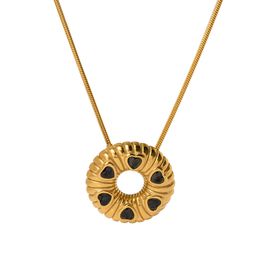 Designer 18k Gold Edelstahl Anhänger Halskette für Frauen mit AAA Zirkonbrotmuster O-Bone Neck Chain als Partygeschenk