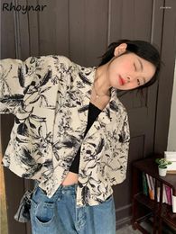 Women's Blouses Shirts Women Summer Loose Literary BF Notched Tops Short-sleeve Casual Printed Vintage Young Cropped Chic Chinese Style