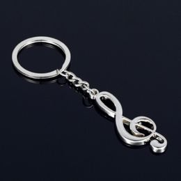Hot sale New key chain key ring silver plated musical note keychain for car metal music symbol chains 200O