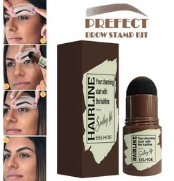 Women One Step Eyebrow Enhancers Brown Stamp Shaping Kit Hairline Repair Powder With 10 Pcs Eyebrow Card5040565