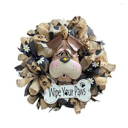 Decorative Flowers Door Garland Beautiful Eye-catching Cloth Front Dog Head Wreath Ornament Household Supplies