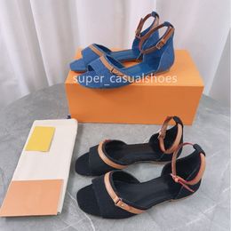 Designer High heel Sandals Women Slippers Ankle Buckle Rubber Sole Mules heeled high Summer Beach Sexy luxury Wedding Shoes with box