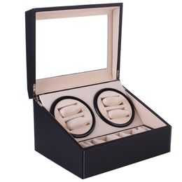 Automatic Mechanical Watch Winders Black PU Leather Storage Box Collection Watch Display Jewellery US plug Winder Box 254S