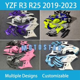 For YZFR3 2019-2020-2021-2022 2023 YZFR25 Year Yamaha YZF R3 R25 19-23 100% Fit Injection Motorcycle Fairings Kit ABS Plastic Body Repair Street Sport Bodykit Free Cus11