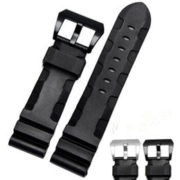 Rubber Band For Panerai Watch Silicone Strap Wrist Watchbands Black 24 26mm 308G
