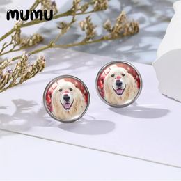 Stud Earrings 2024 Earring Little Dog Glass Dome Cabochon Jewelry 12mm Round For Freinds
