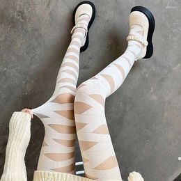 Women Socks Tight Shaping Transparent Leggings Sox Fashion Cross Tie Black White Long Tube Sexy Silk Stockings Girl Lolita Sweet